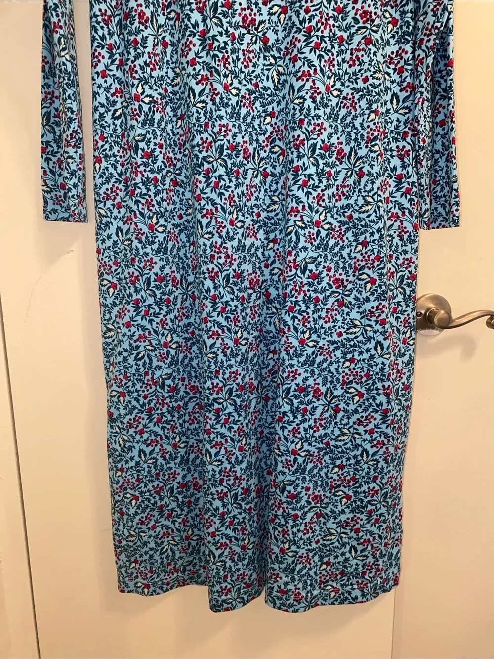 Lands’ End Blue Floral Cotton Nightgown Long Sleeve Sleep Dress M - Picture 8 of 14